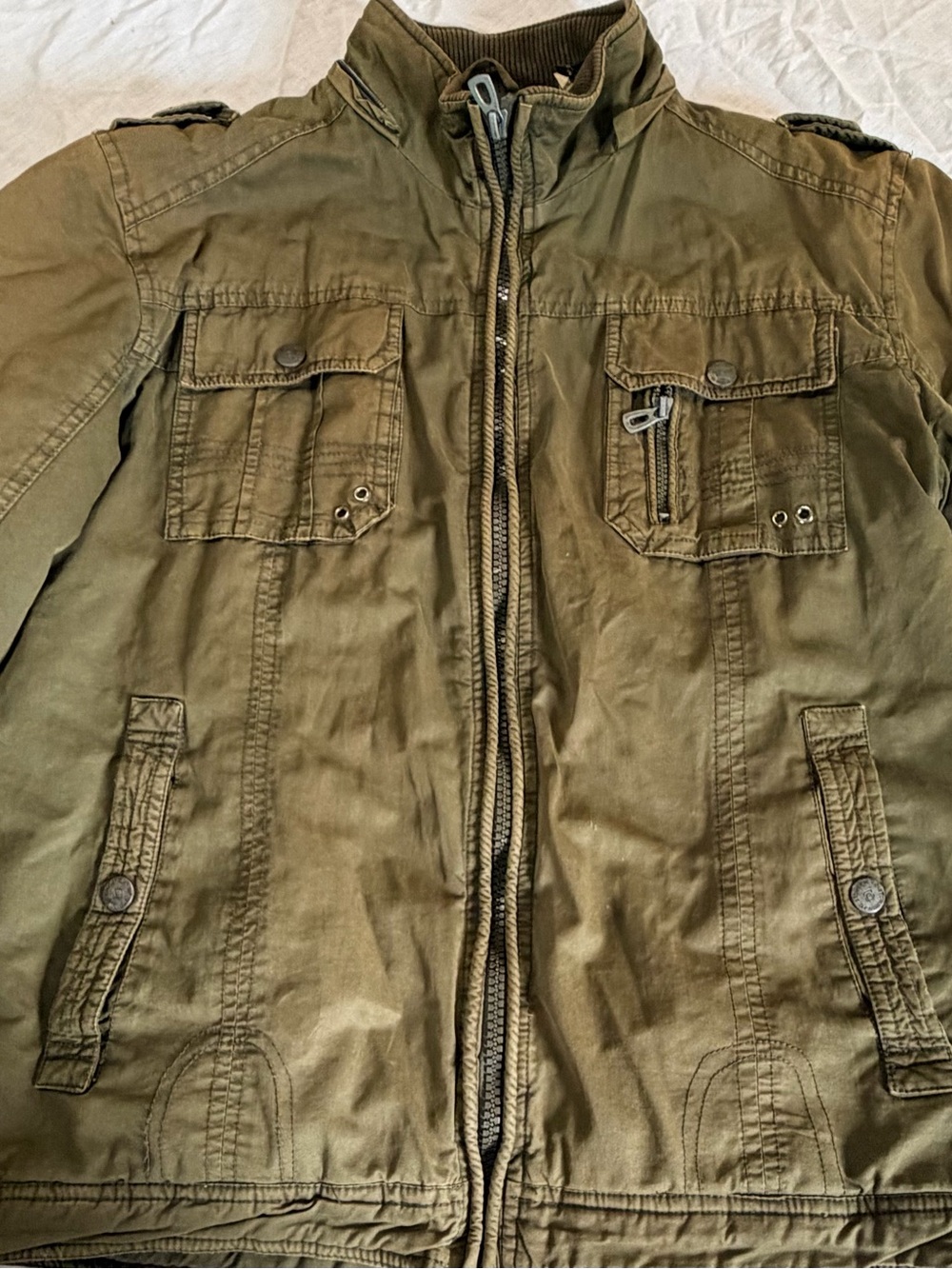 Men's Military-Style Field Jacket in Olive Green